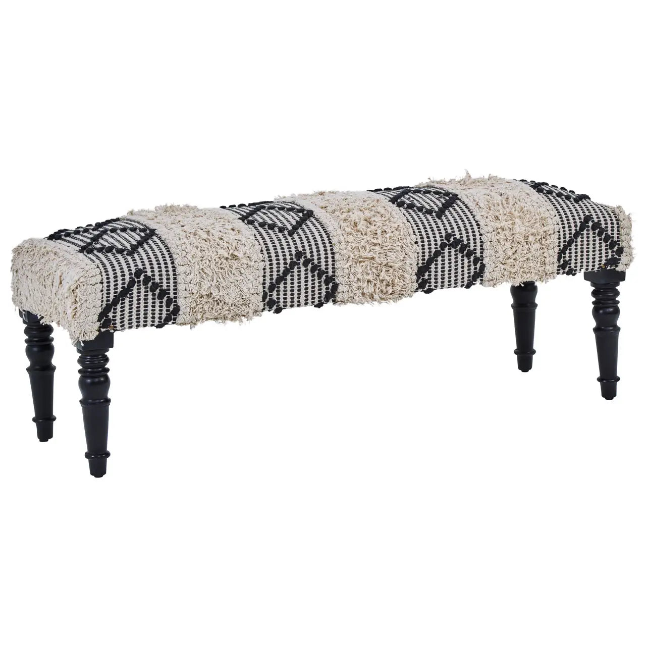 Taza Black & White Moroccan Bench
