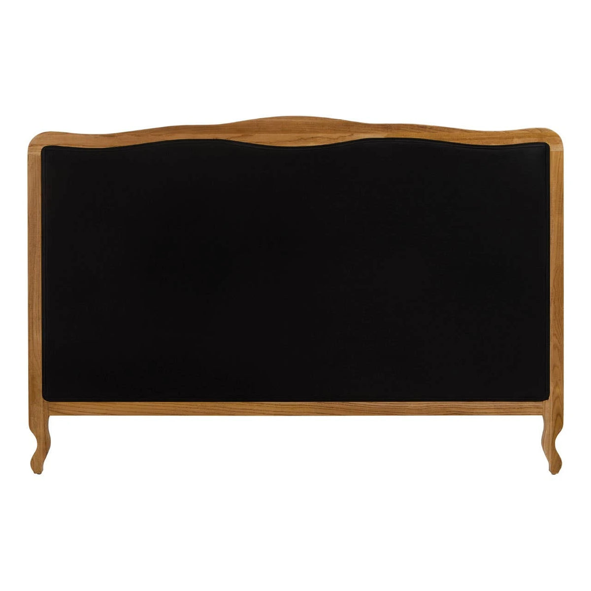 Back of the Vienne bed headboard, showing the carved oak frame and cabriole legs.