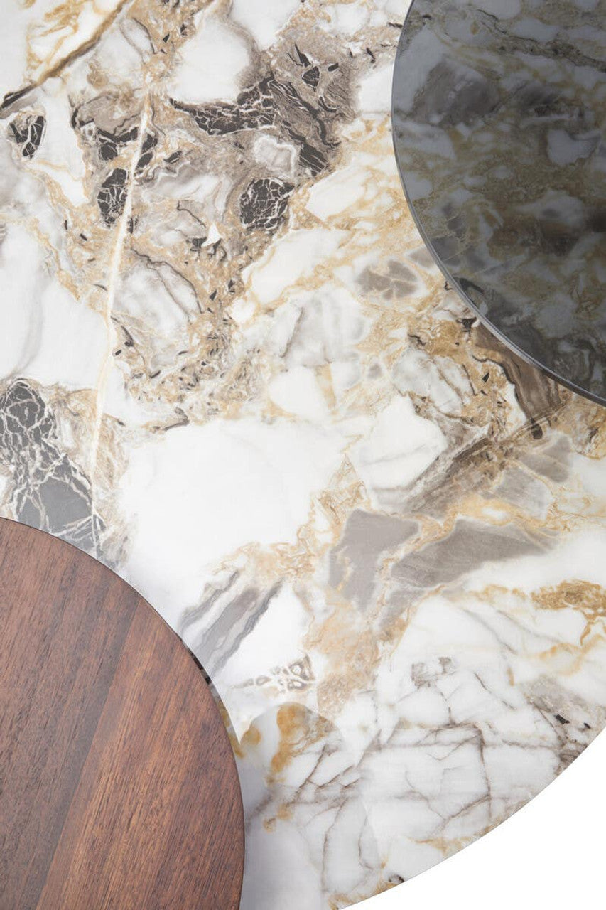 Regalia 3 Tier Round Ceramic Marble Effect Coffee Table