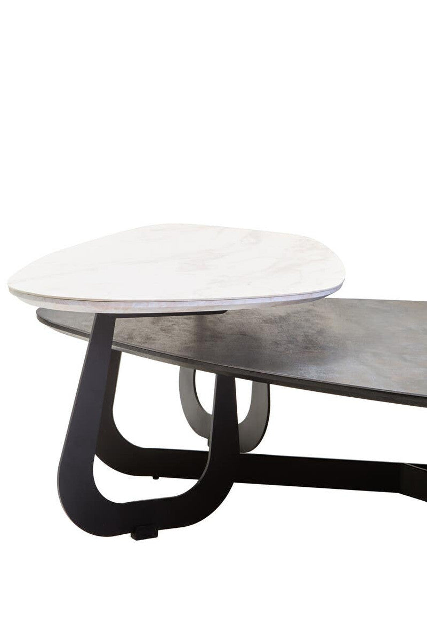 Regalia 2 Tier Large Asymmetrical Ceramic Coffee Table