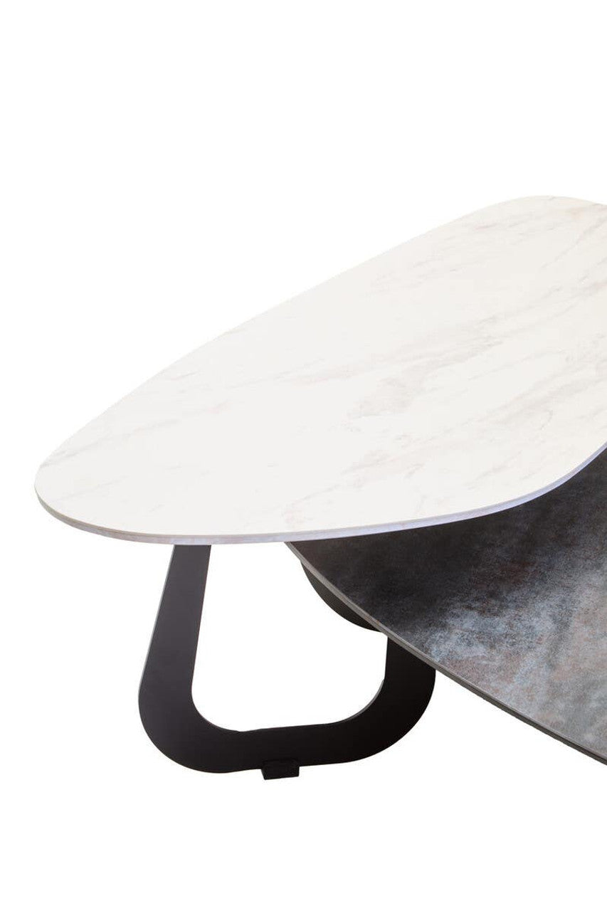 Regalia 2 Tier Large Asymmetrical Ceramic Coffee Table