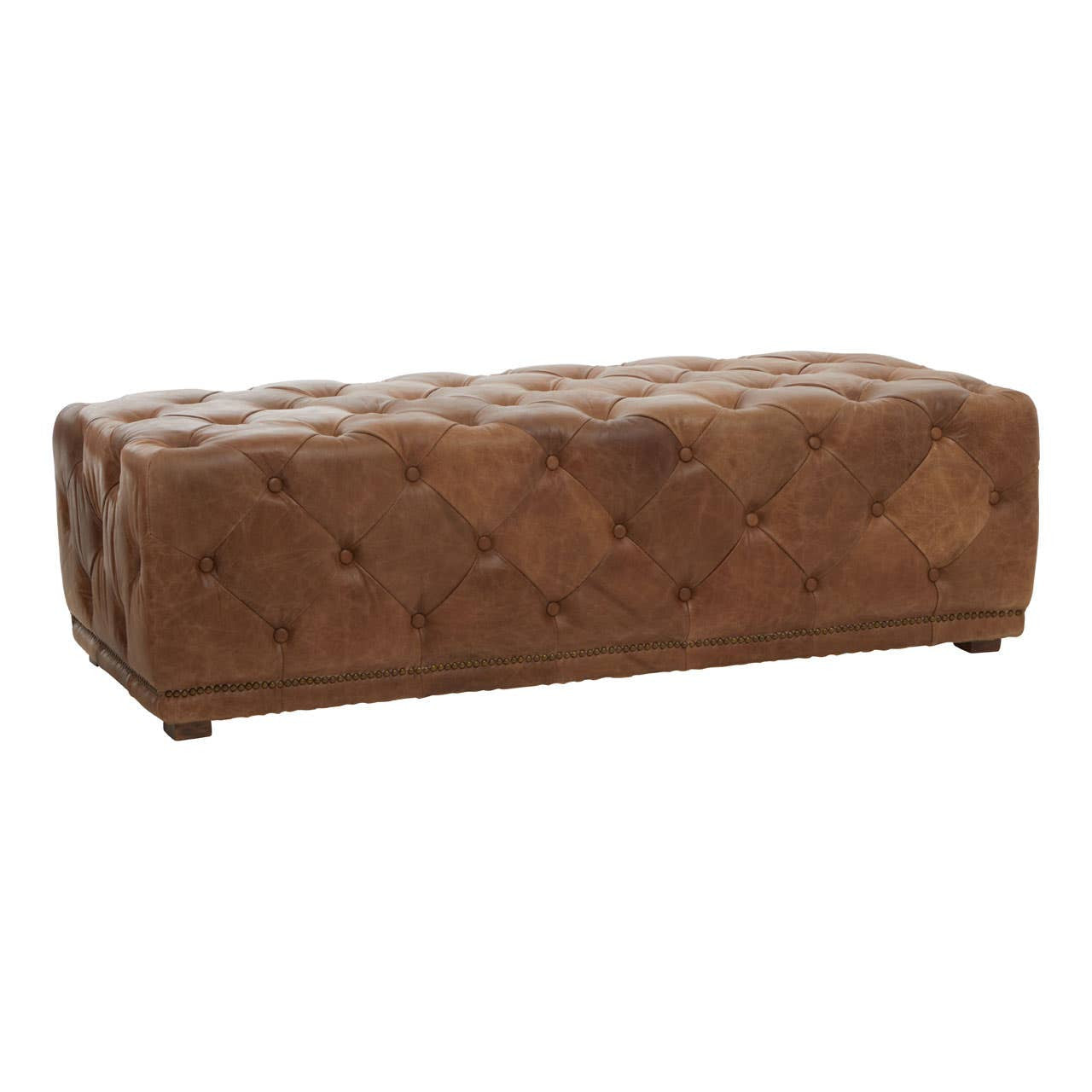 Durango Tufted Leather Rectangle Ottoman