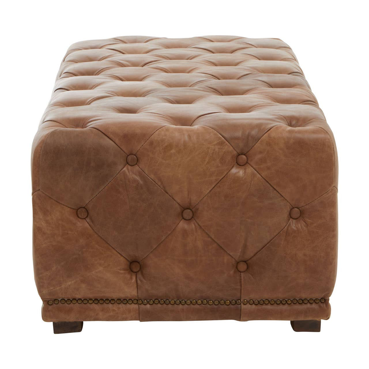 Durango Tufted Leather Rectangle Ottoman