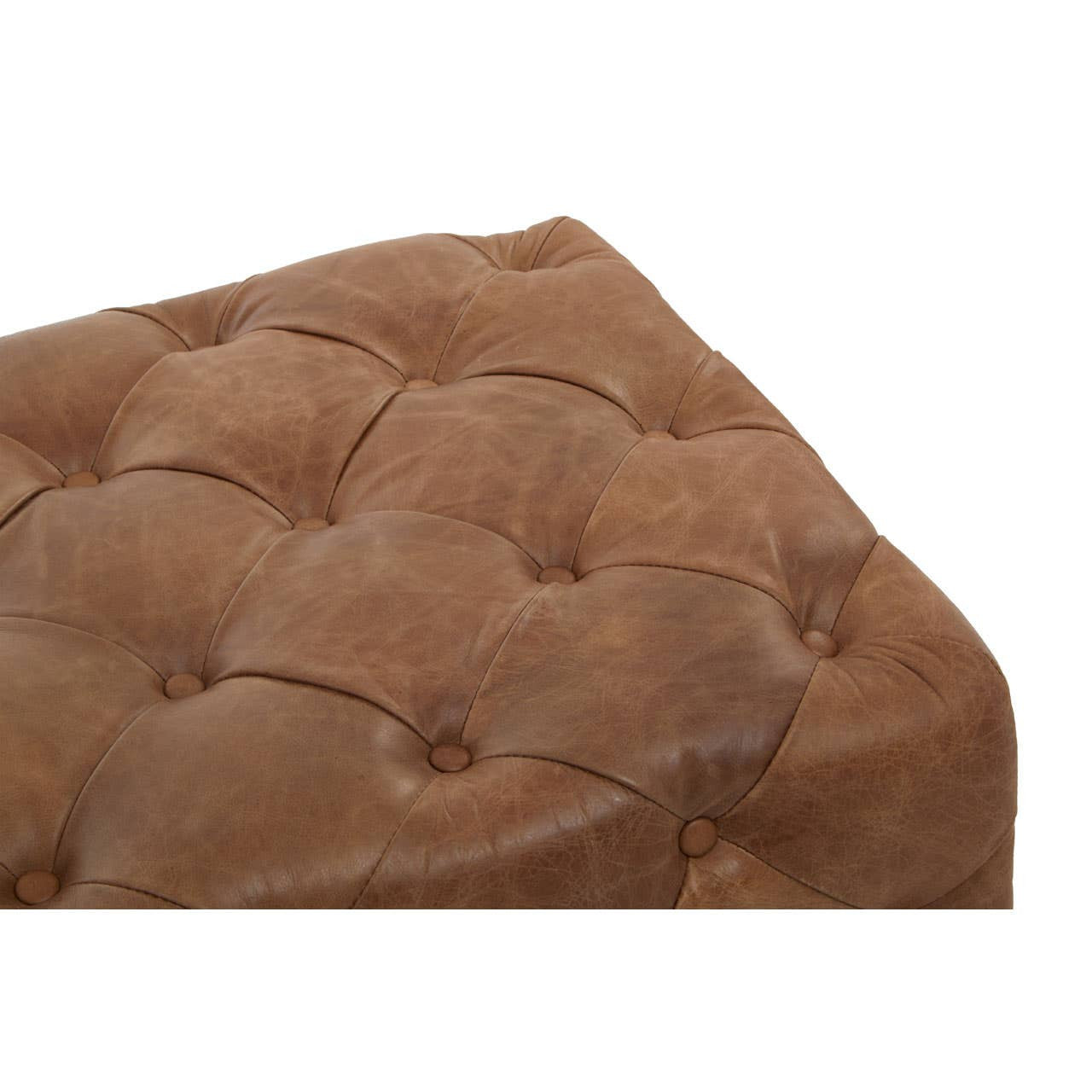 Durango Tufted Leather Rectangle Ottoman