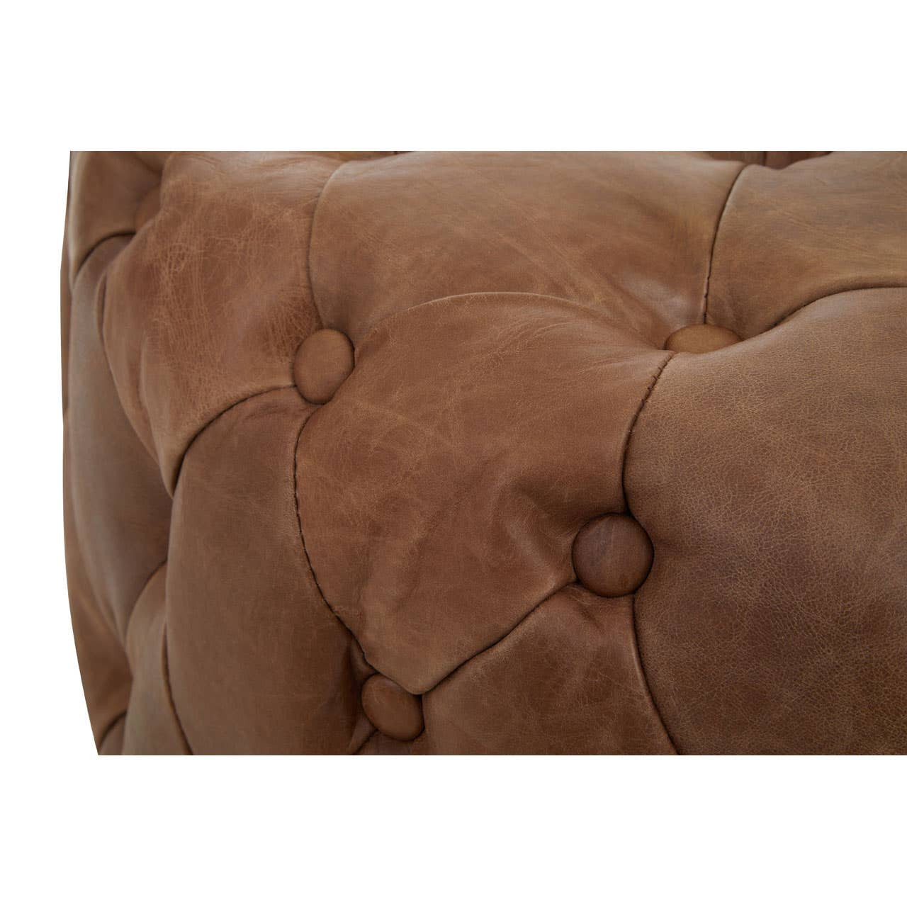 Durango Tufted Leather Round Ottoman