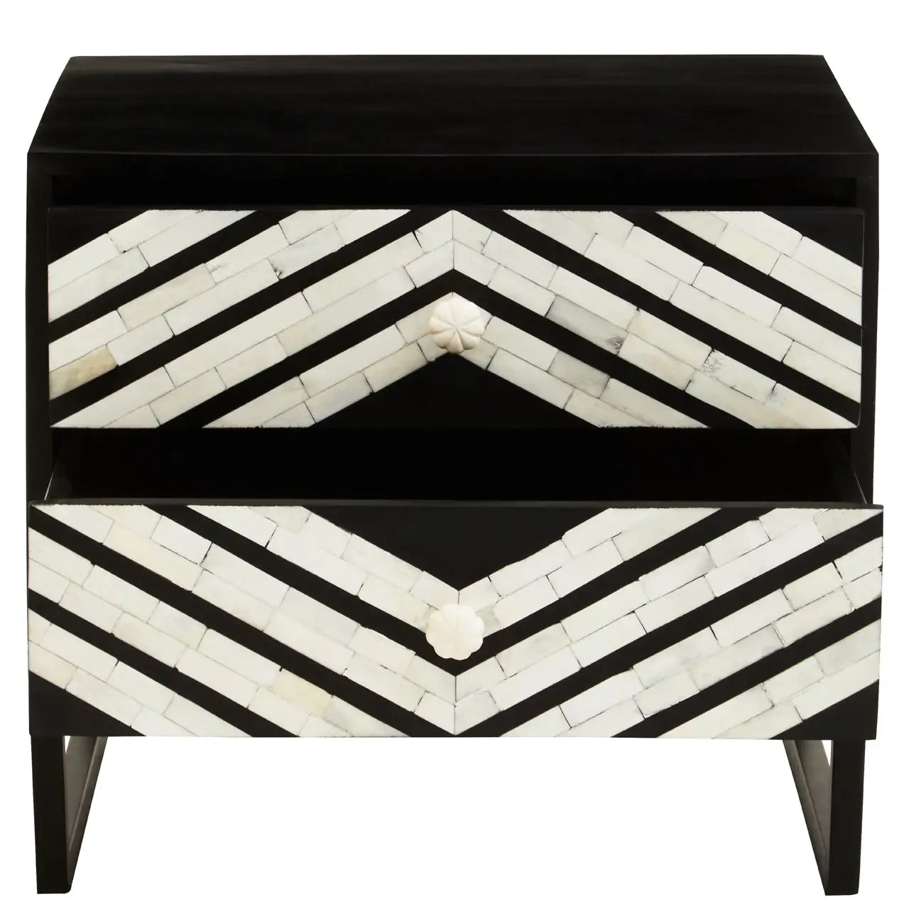 Axis Two Drawer Bedside Table with Bone Inlay