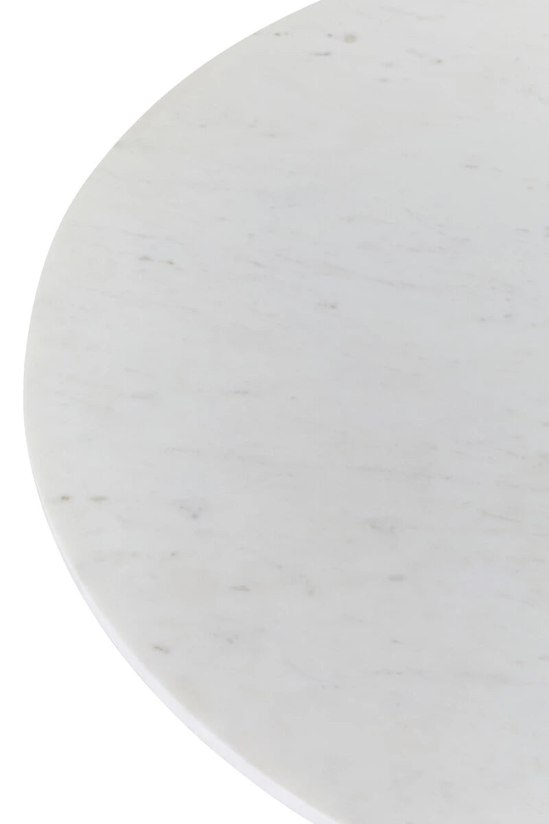 Close-up of the white marble top on the Alder coffee table