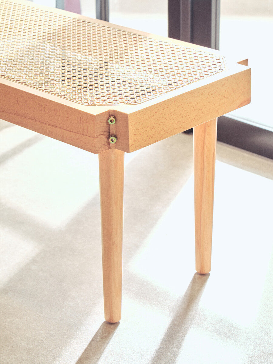 Tambo Natural Cane and Beechwood Bench