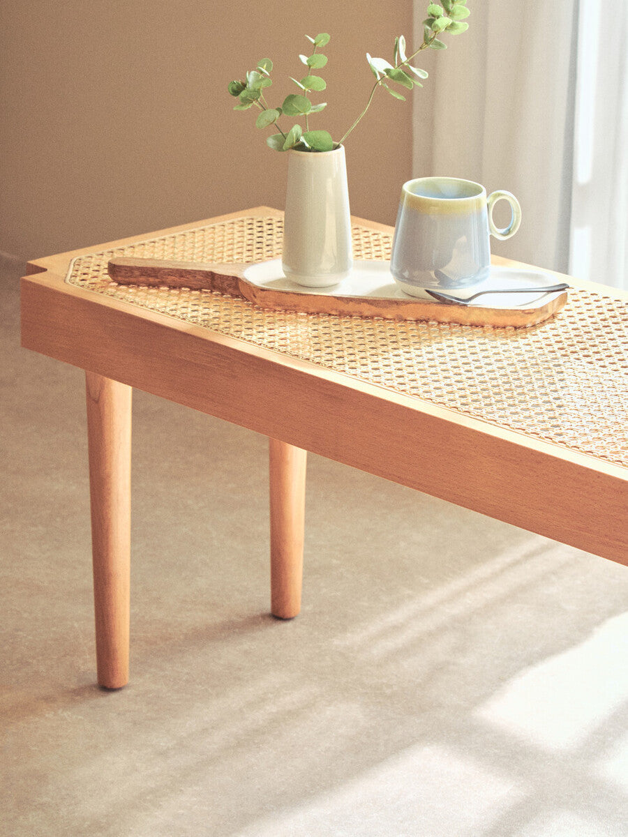 Tambo Natural Cane and Beechwood Bench