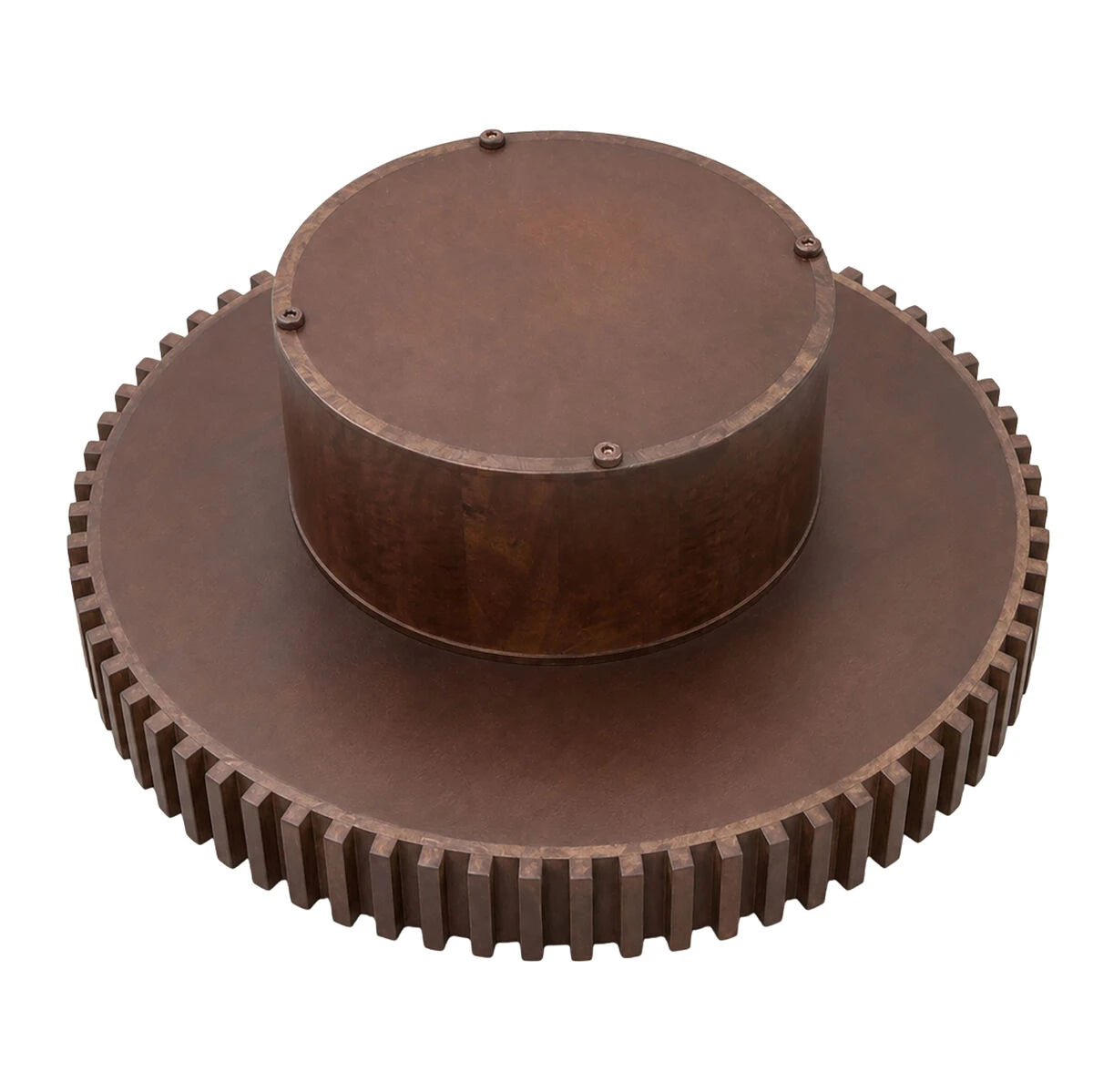 Underside of the Solmere round coffee table showing the pillar base