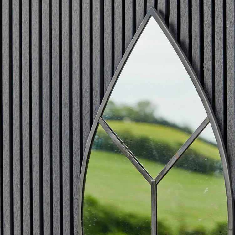 Leaf Arch Black Outdoor Mirror