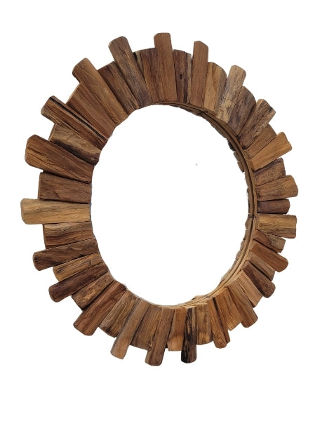 Teak Round Mirror