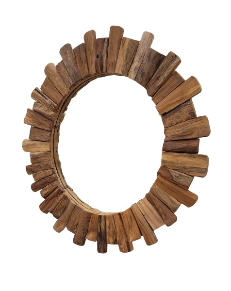 Teak Round Mirror