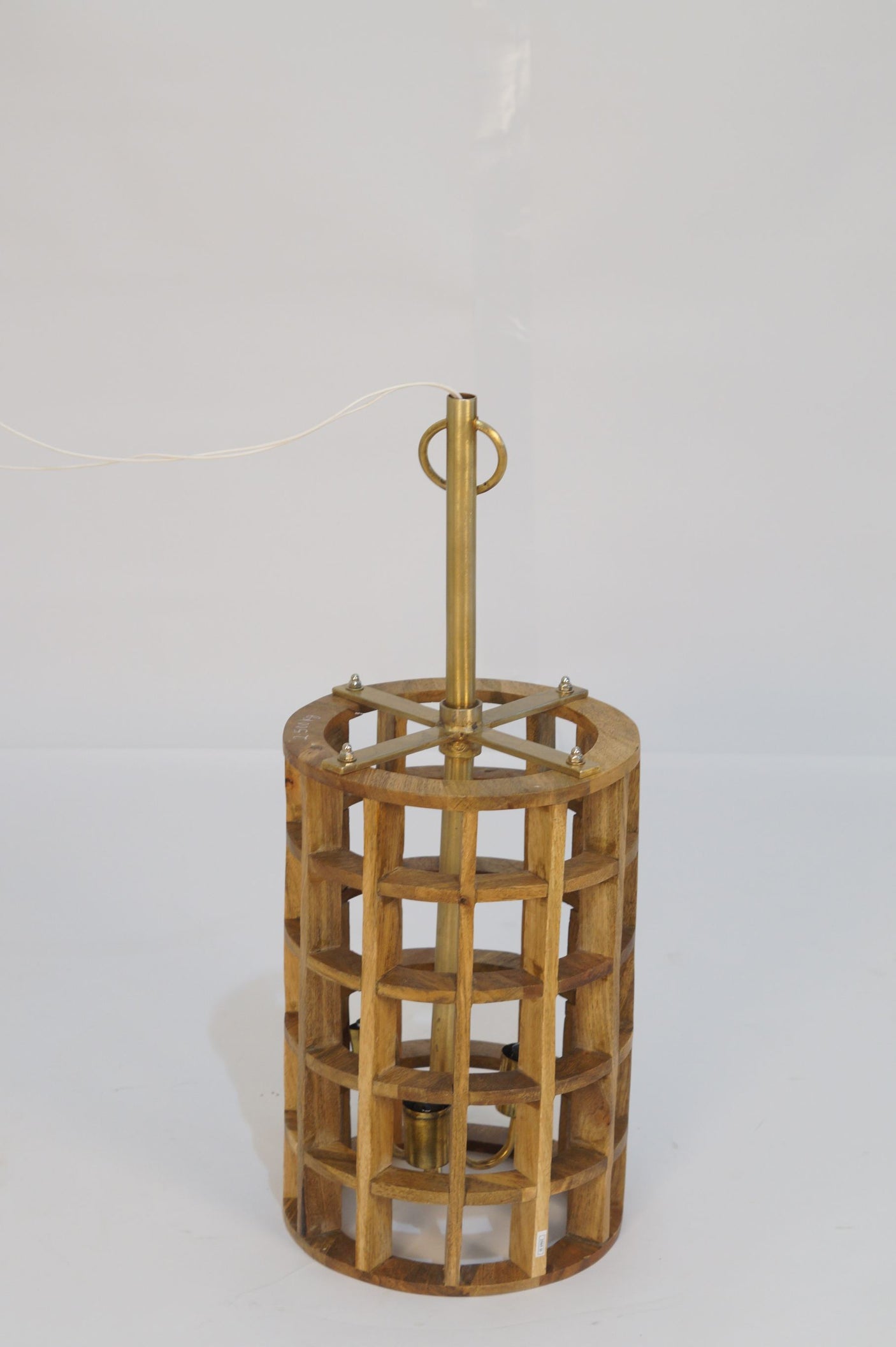Gerai Natural Mango Wood Grid Ceiling Lamp