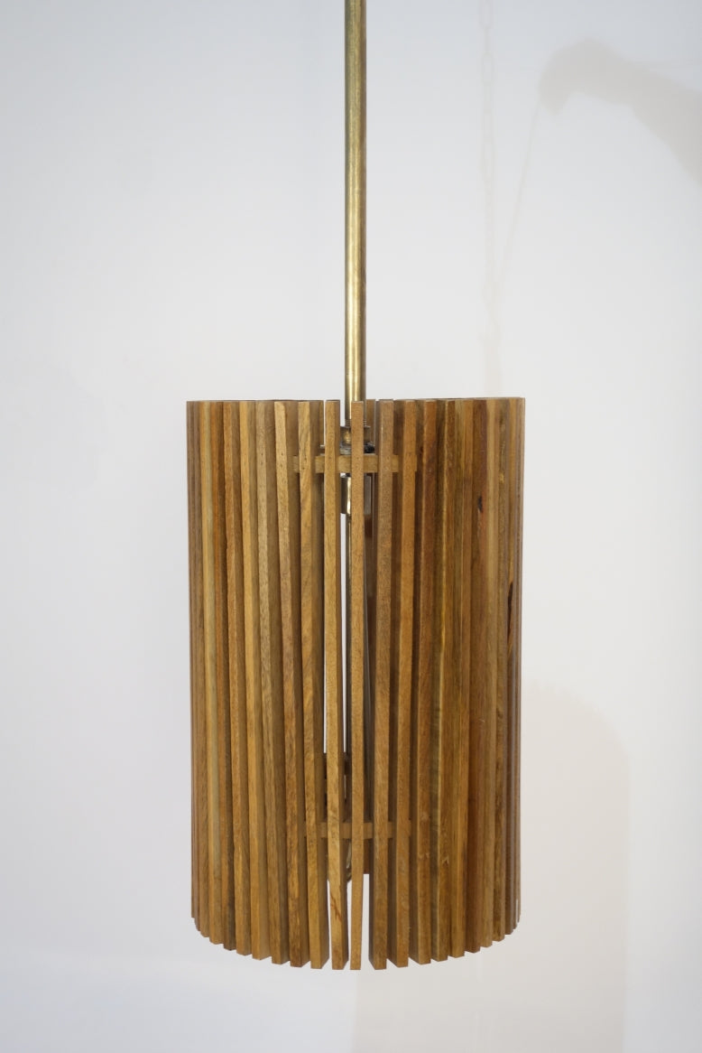 Rania 3 Light Wooden Slatted Round Hanging Lamp