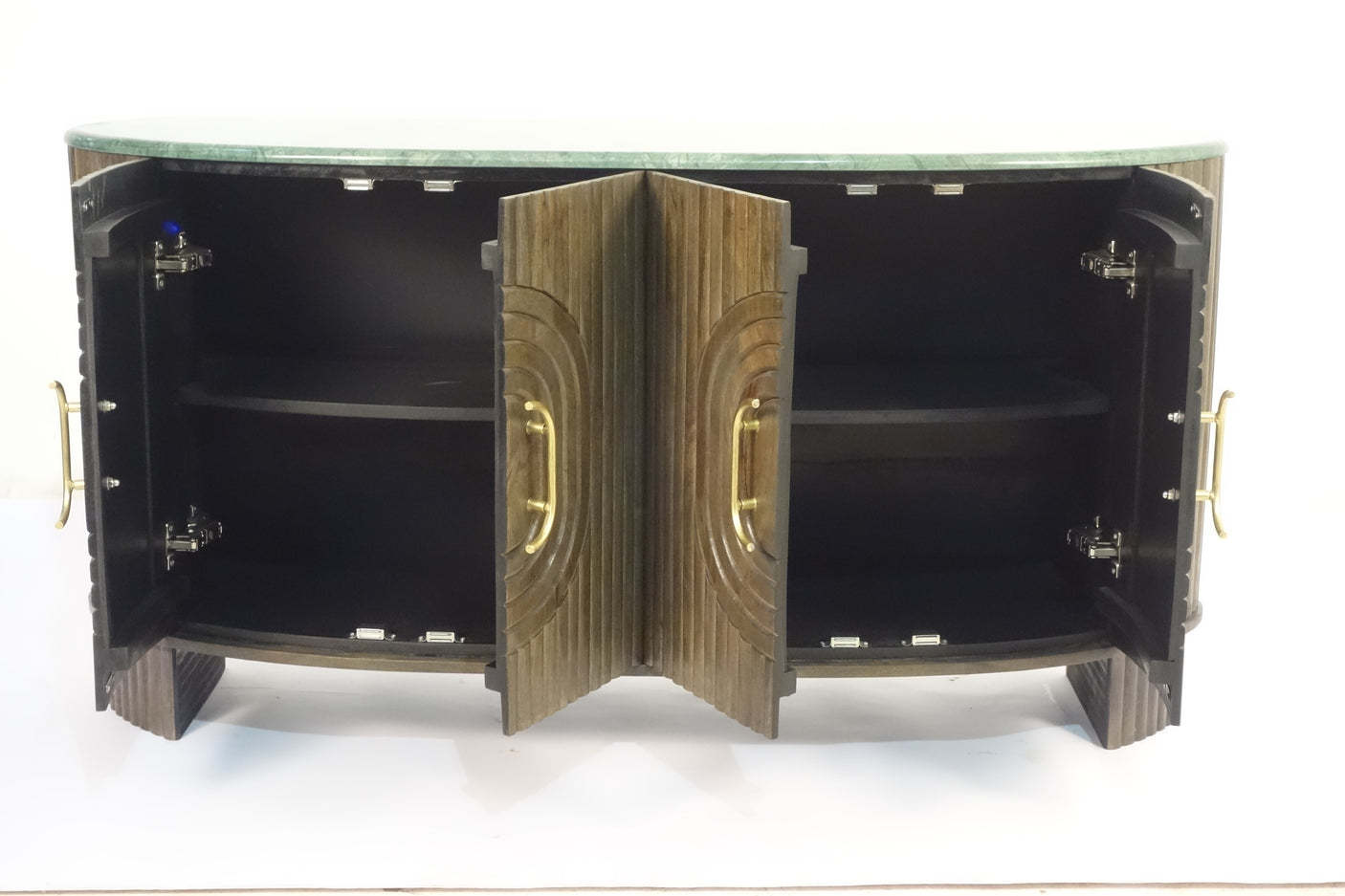 Angari Wooden 4 Door Marble Top Sideboard