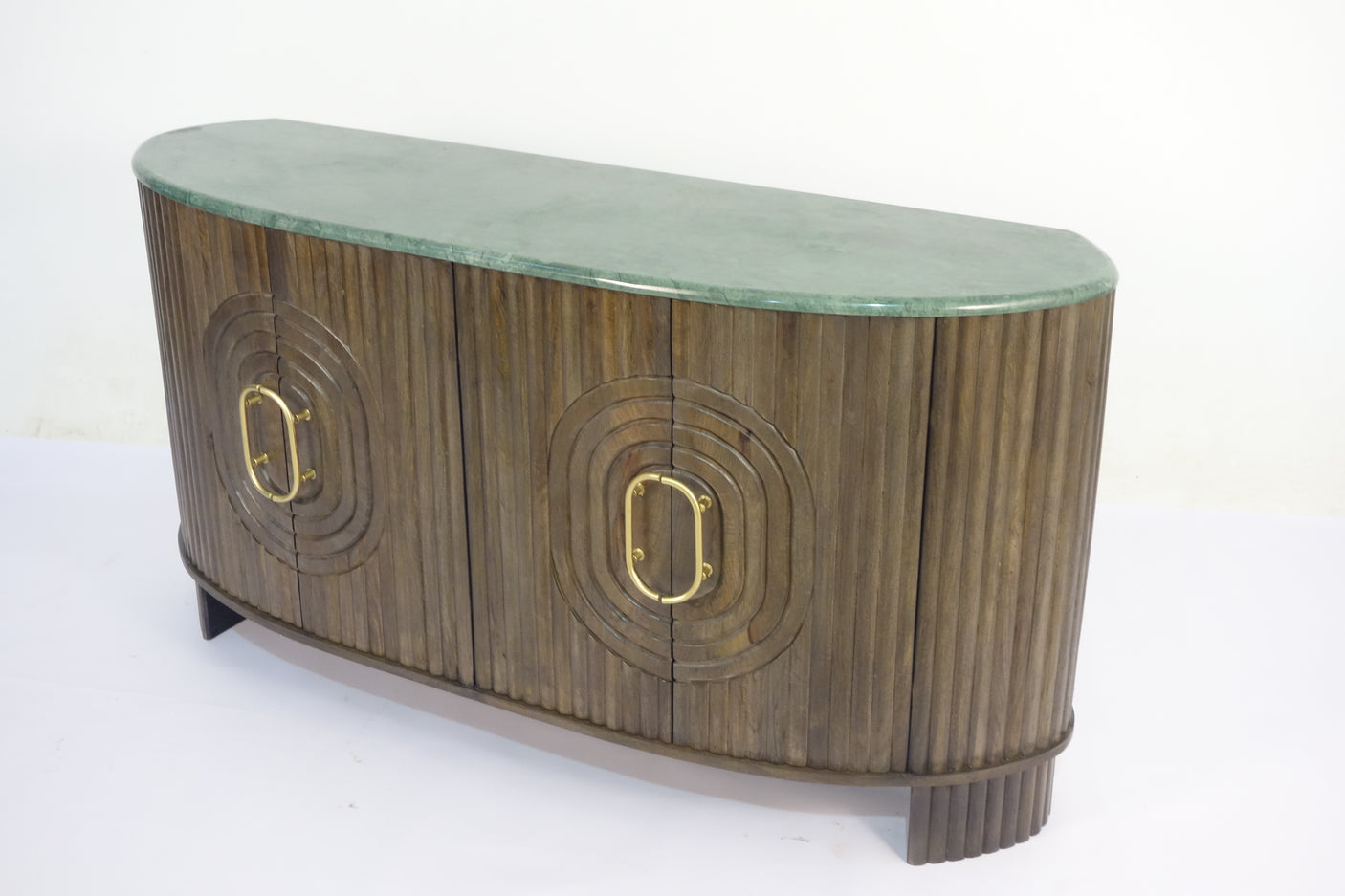 Angari Wooden 4 Door Marble Top Sideboard