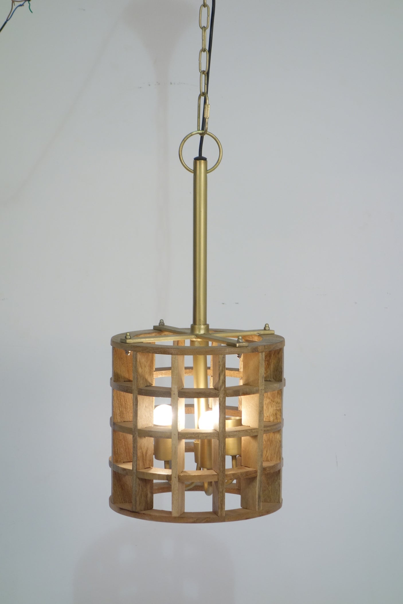 Gerai Natural Mango Wood Grid Ceiling Lamp
