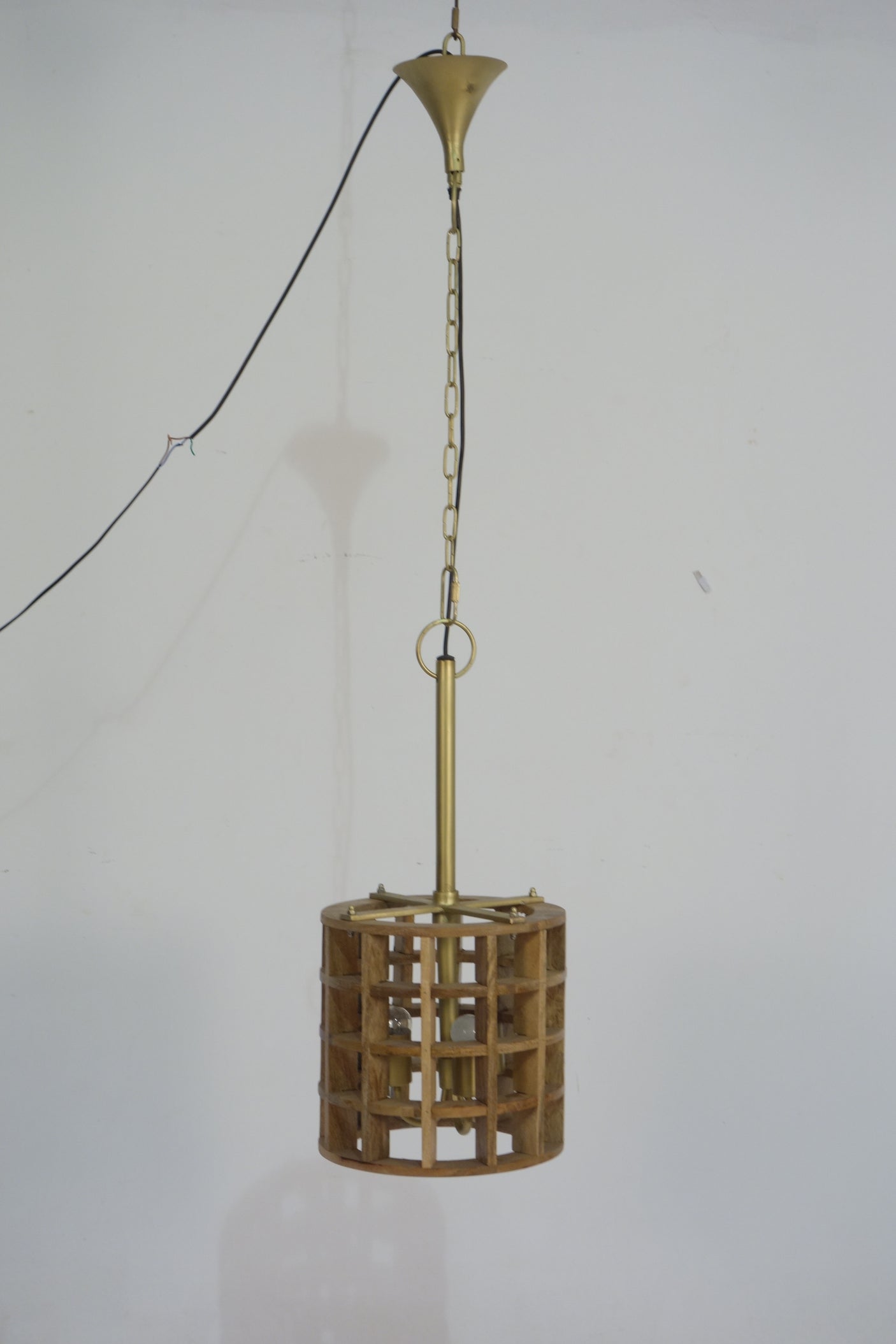 Gerai Natural Mango Wood Grid Ceiling Lamp