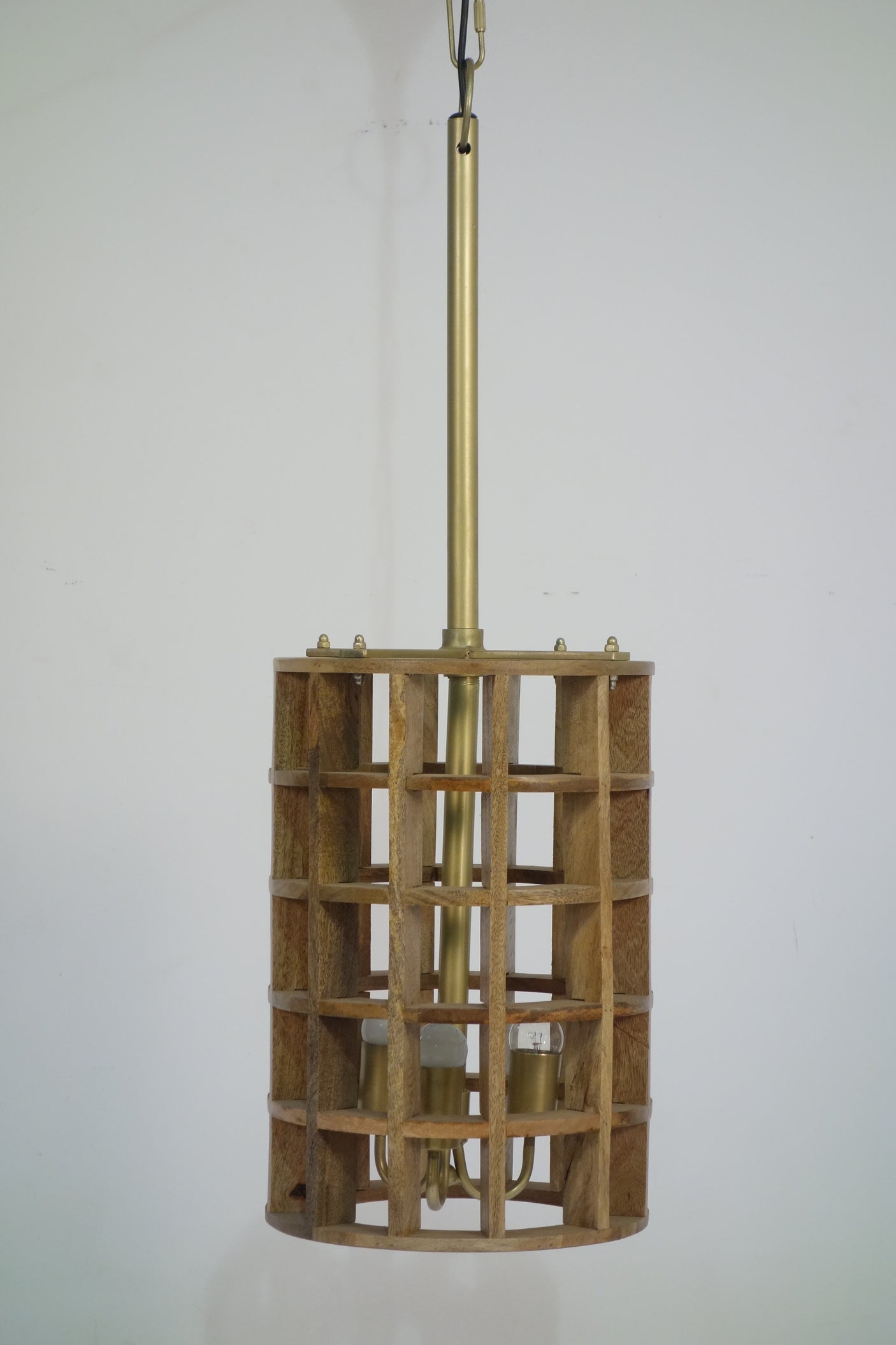 Gerai Natural Mango Wood Grid Ceiling Lamp