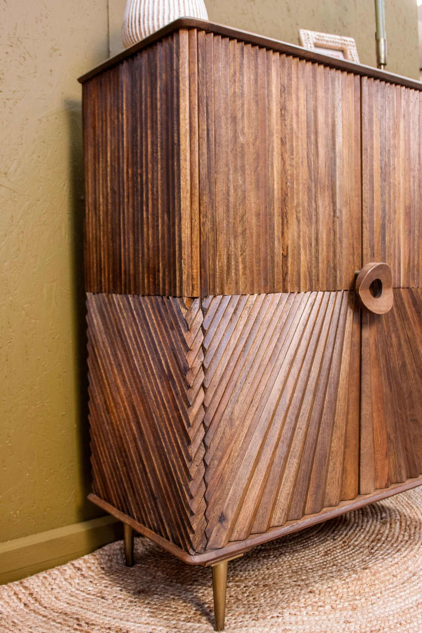 Sanpur Wooden 2 Door Chip Design Cabinet