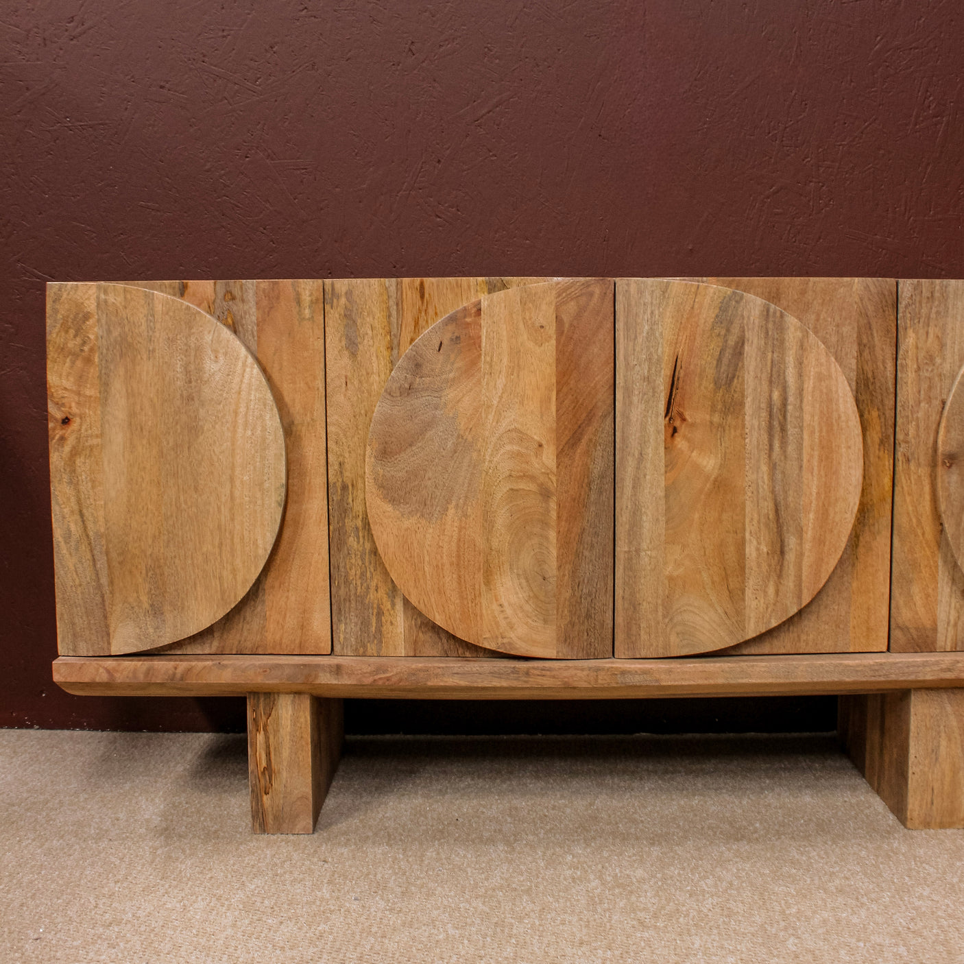 Barli Oval Design 4 Door Wooden Sideboard