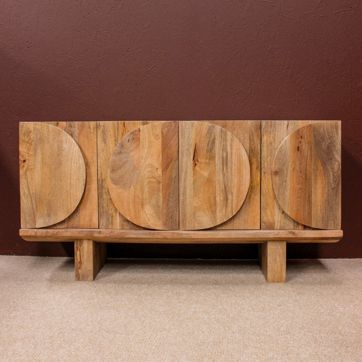 Barli Oval Design 4 Door Wooden Sideboard