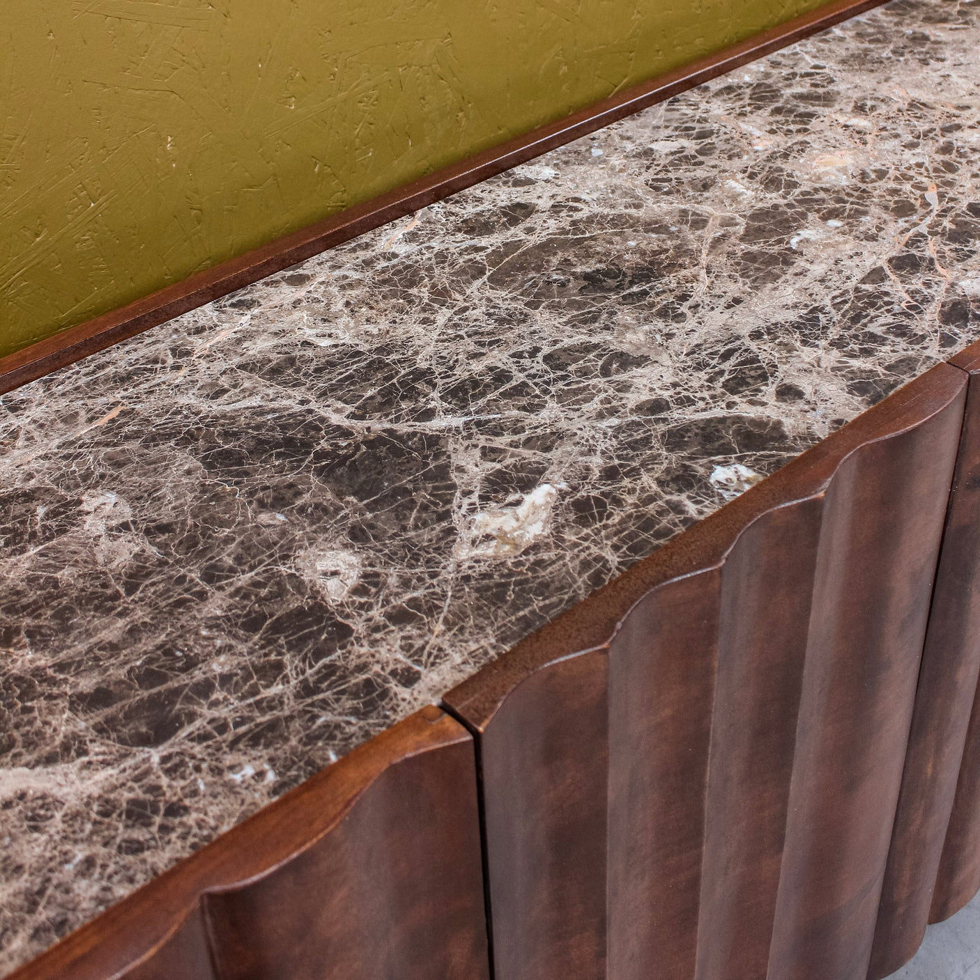 Indok Marble Top 4 Door Wooden Sideboard