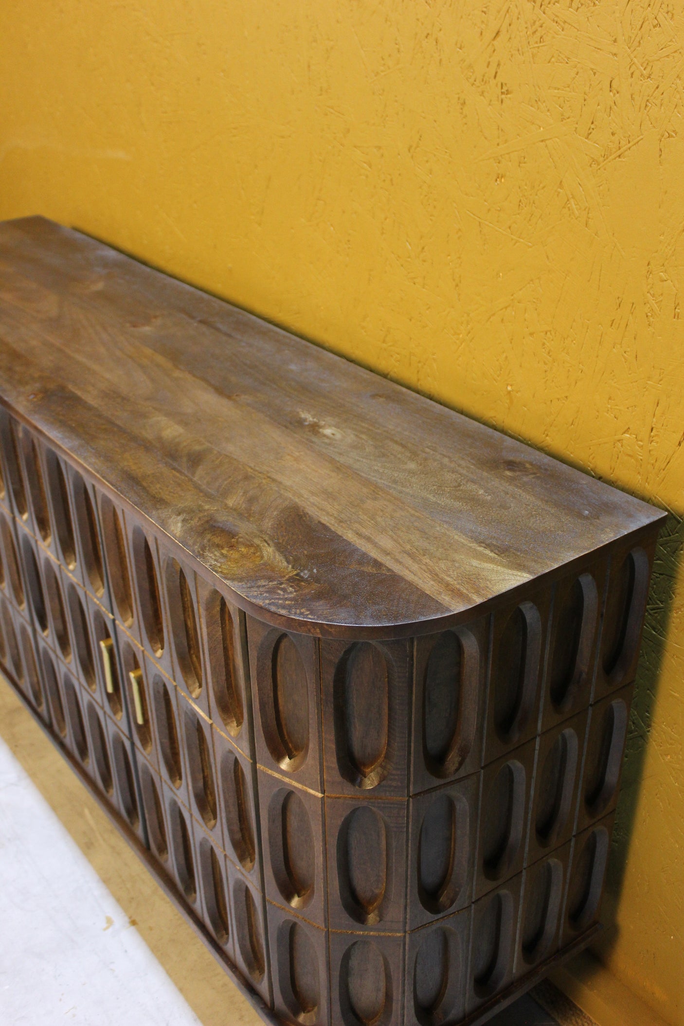 Jana Carvel Oval Tile 4 Door Wooden Sideboard