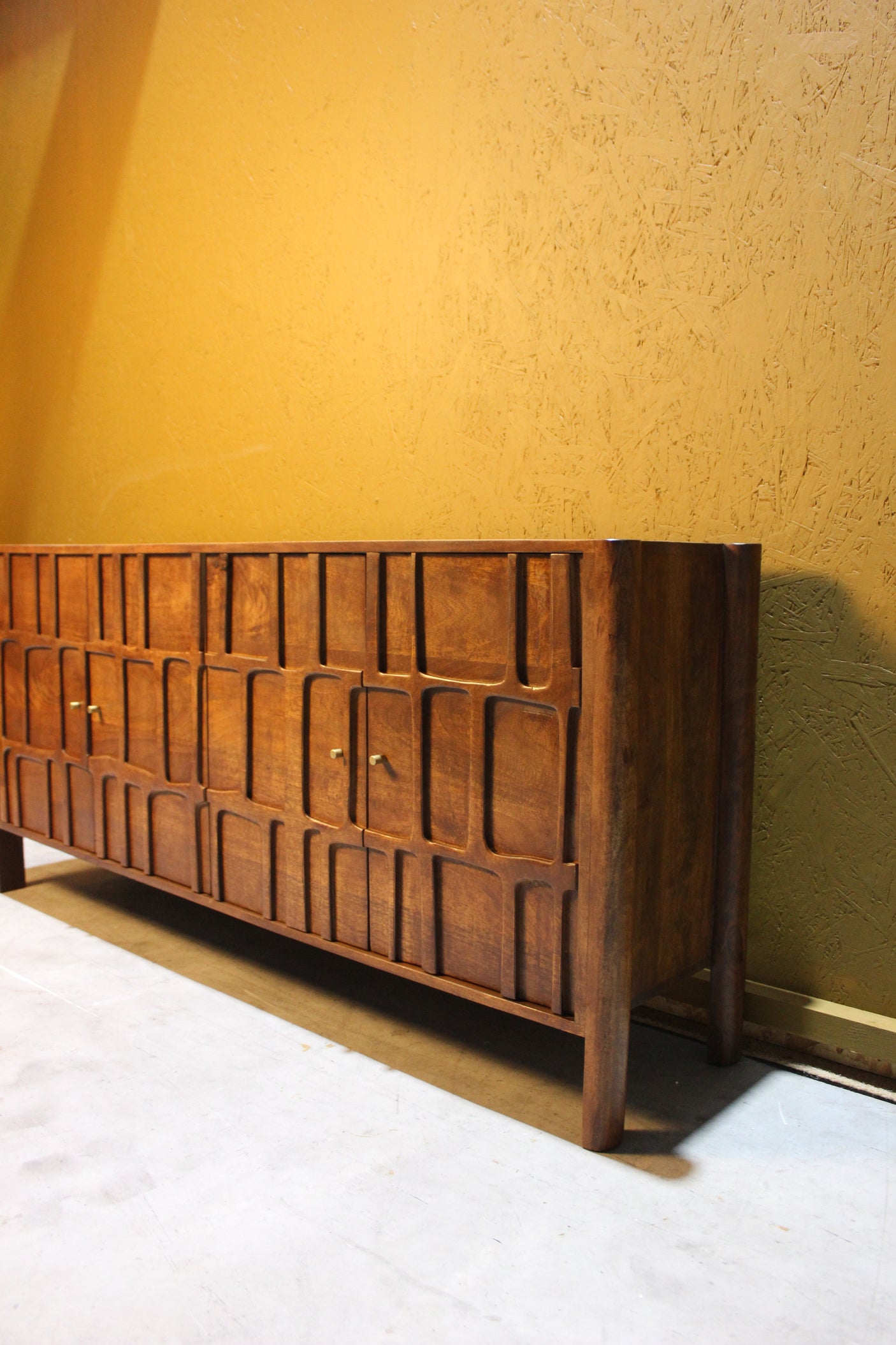 Pachar Carving Design 4 Door Wooden Sideboard