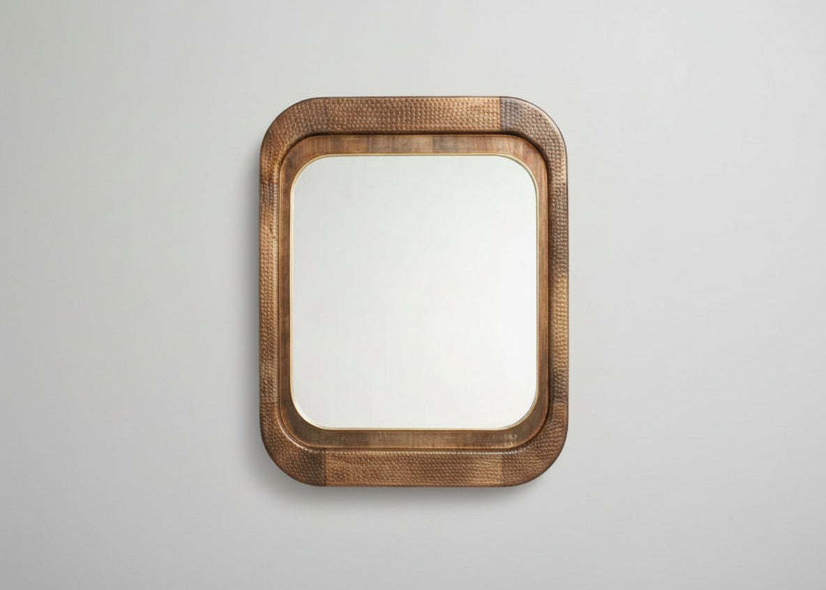 Bala Wooden Rectangle Hammer Design Mirror