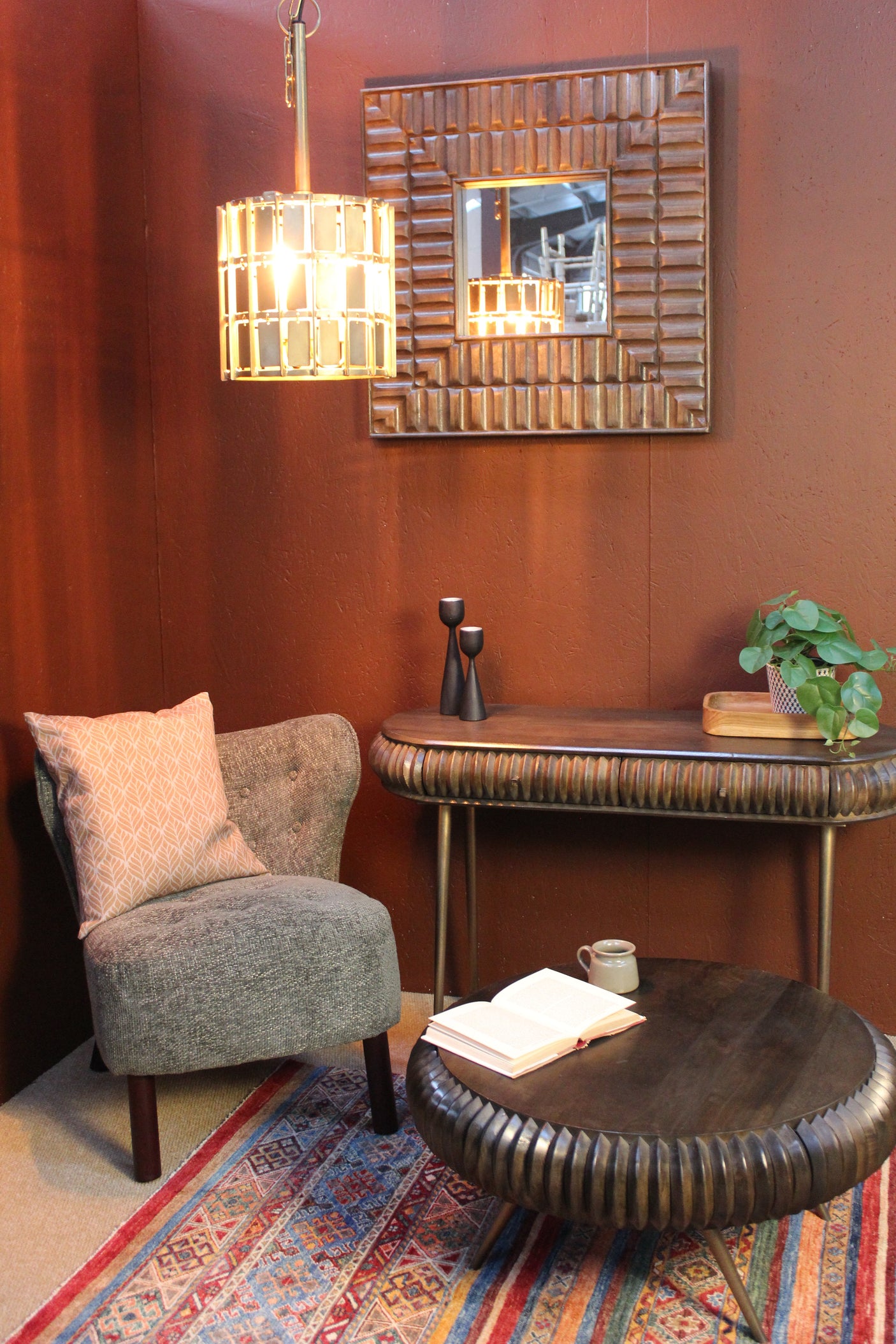 Sarana Tile Wooden Square Wall Mirror