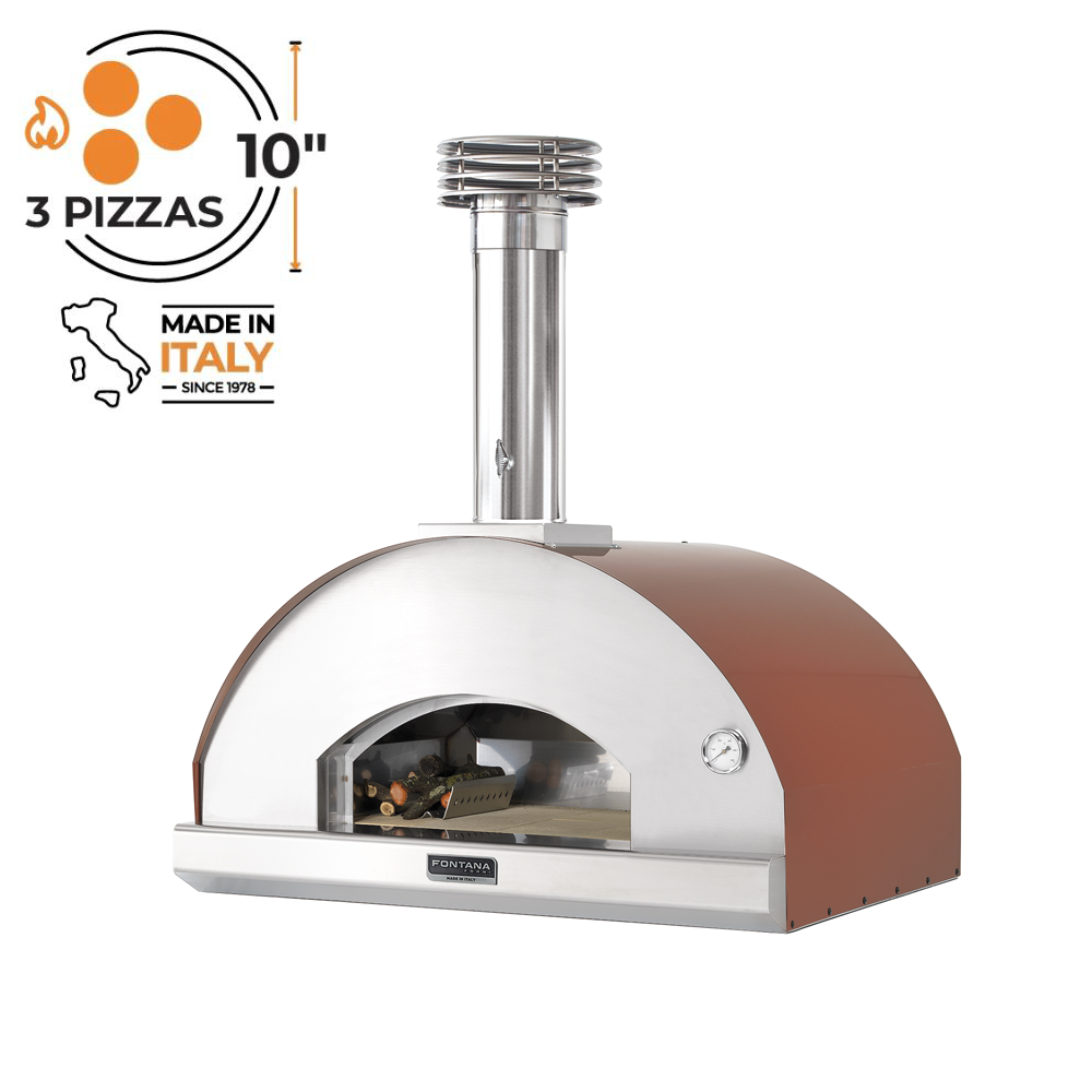 Fontana Mangiafuoco Rosso Wood Pizza Oven Including Trolley