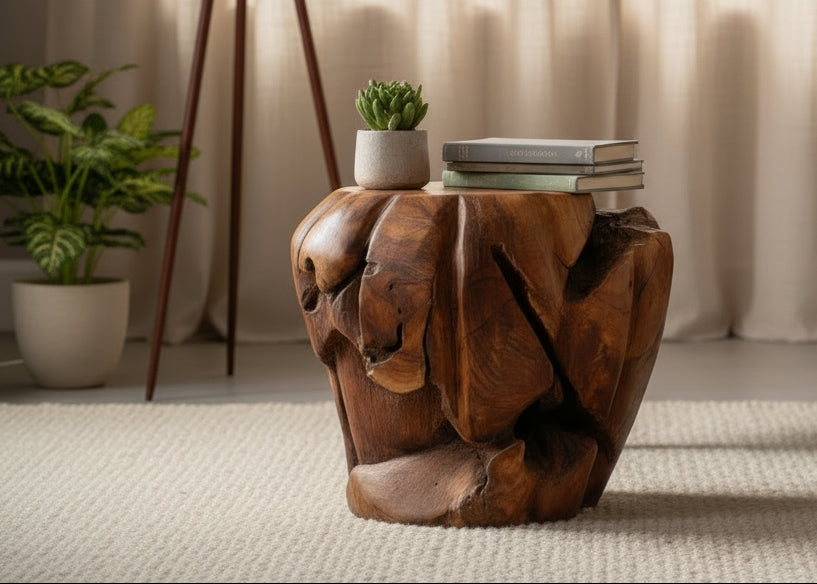 Rustic Teak Footstool