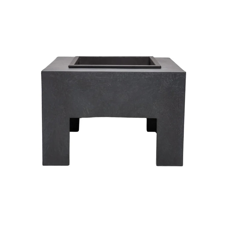 Square concrete fire pit on a white background