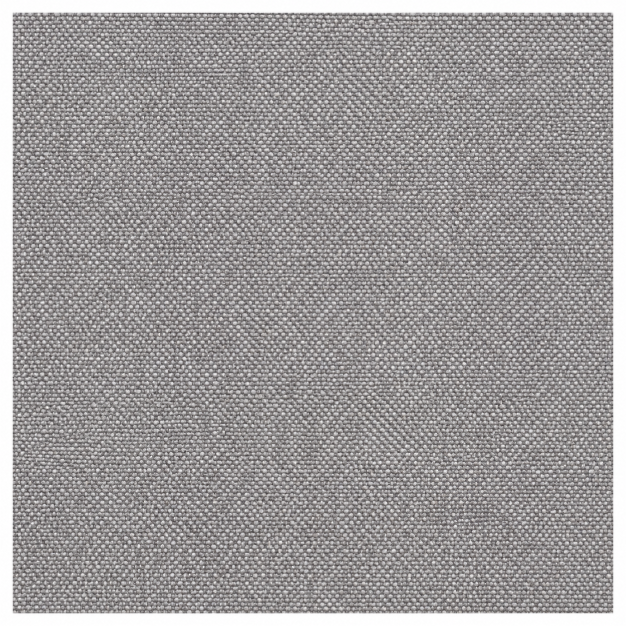 A square gray woven fabric texture swatch with a tight basketweave pattern, centered on a white background.