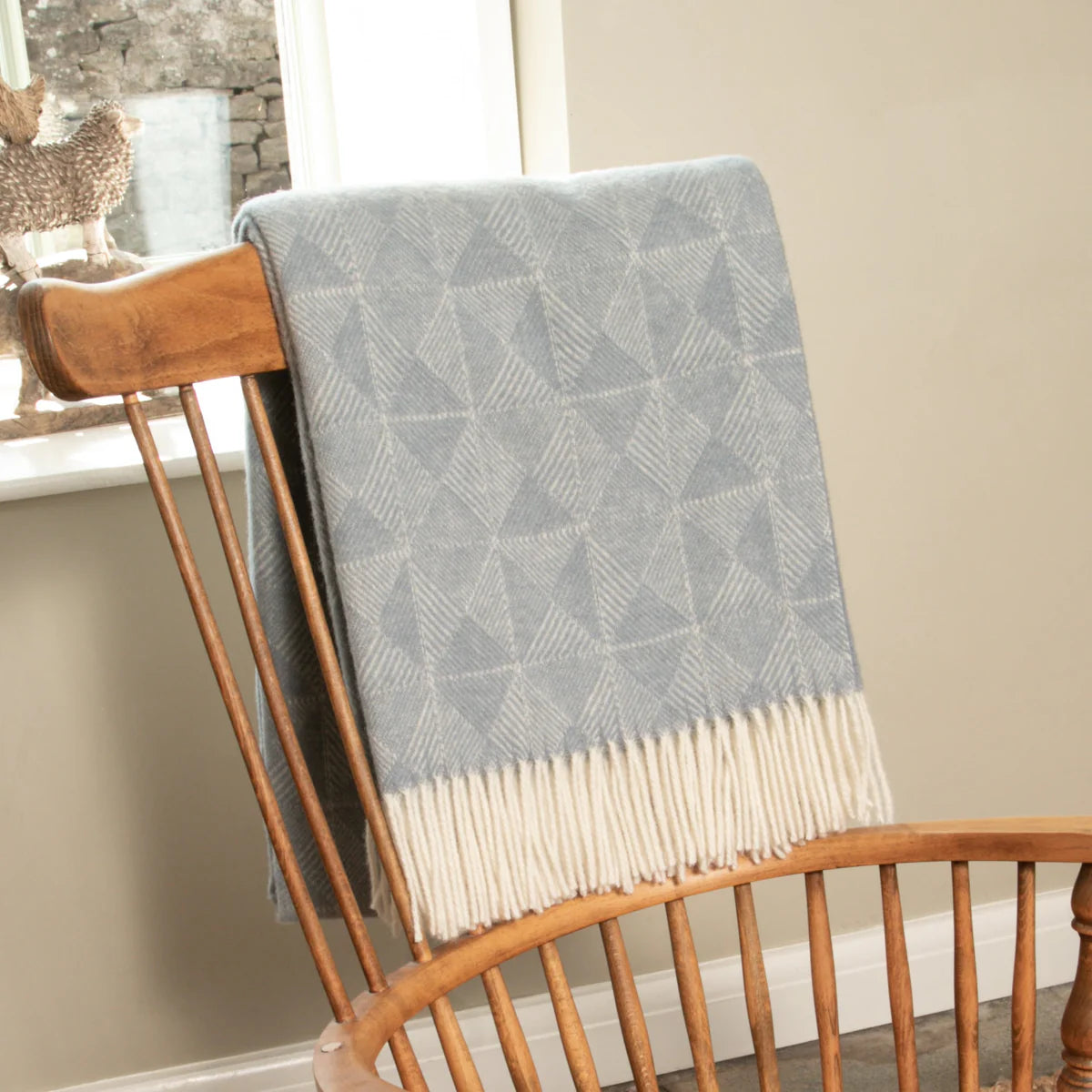 Diamond Pattern Blue Wool Blanket