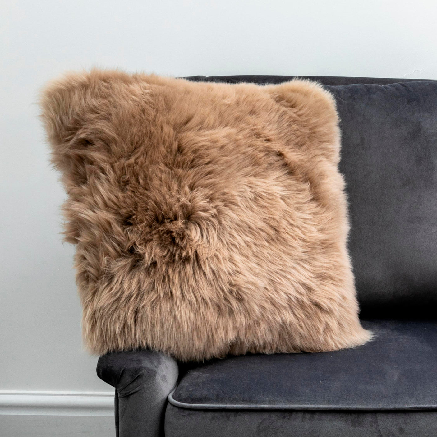 Light Brown Sheepskin Cushion 45x45cm