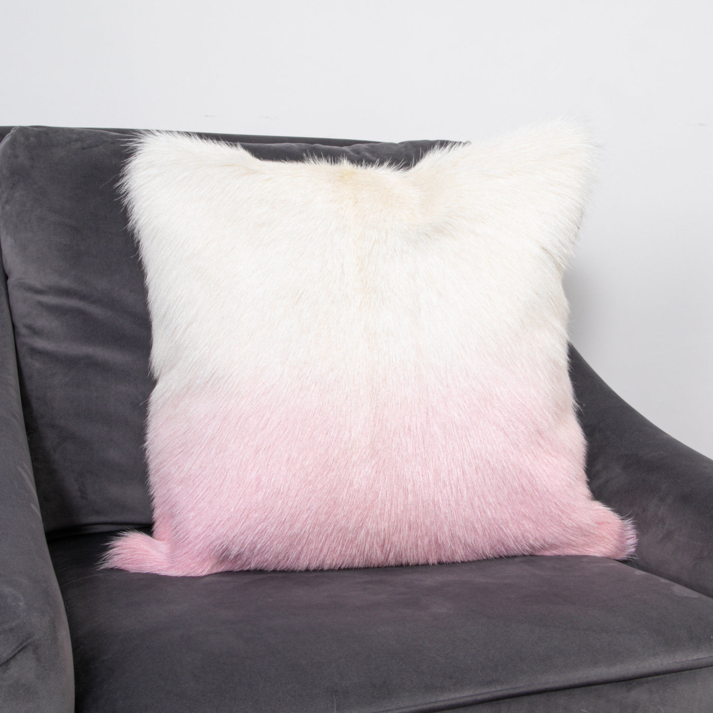Ivory And Pink Goatskin Cushion 40x40cm