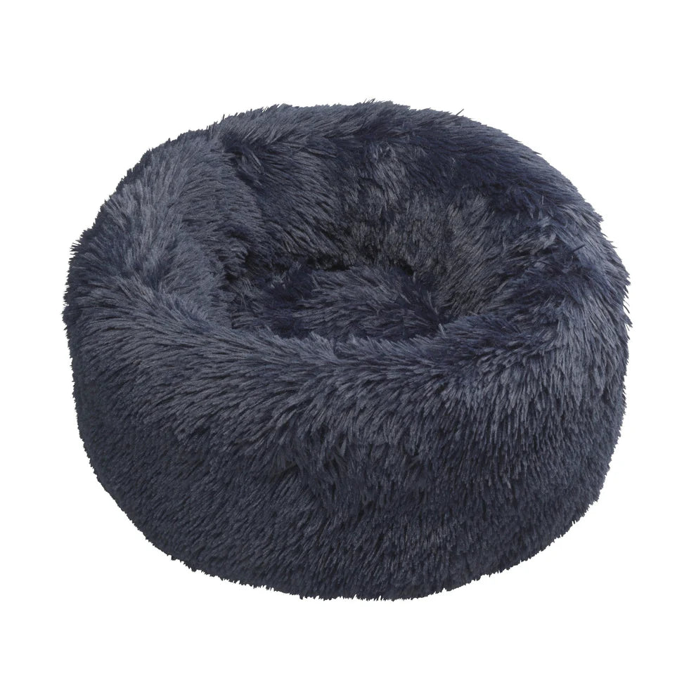 Navy Faux Fur Donut Dog Bed