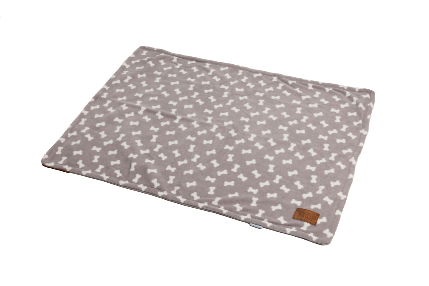 Grey Bone Print Fleece Puppy Blanket