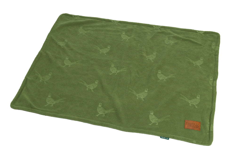 Green Embossed Pheasant Fleece Blanket