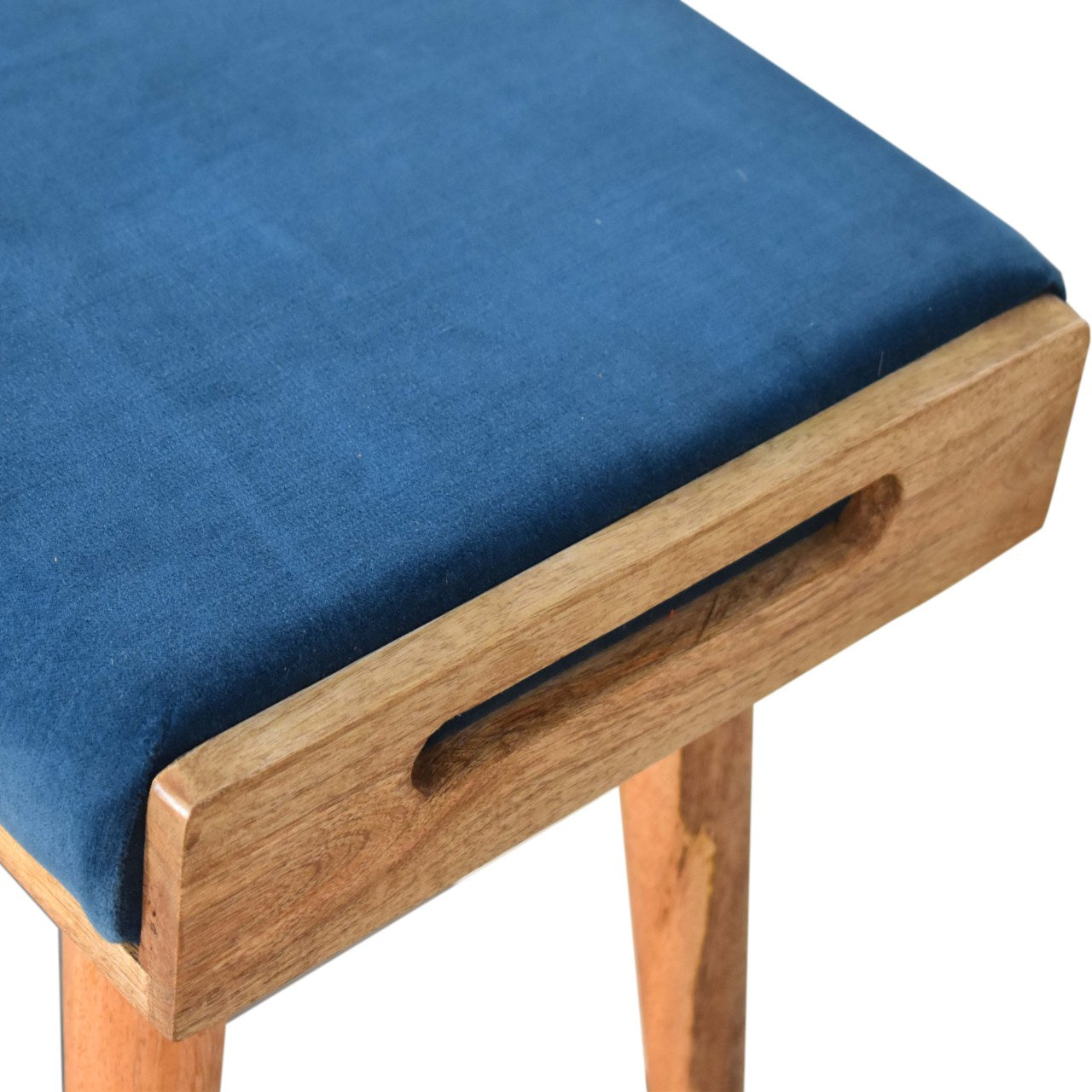 Tray Style Teal Velvet Footstool