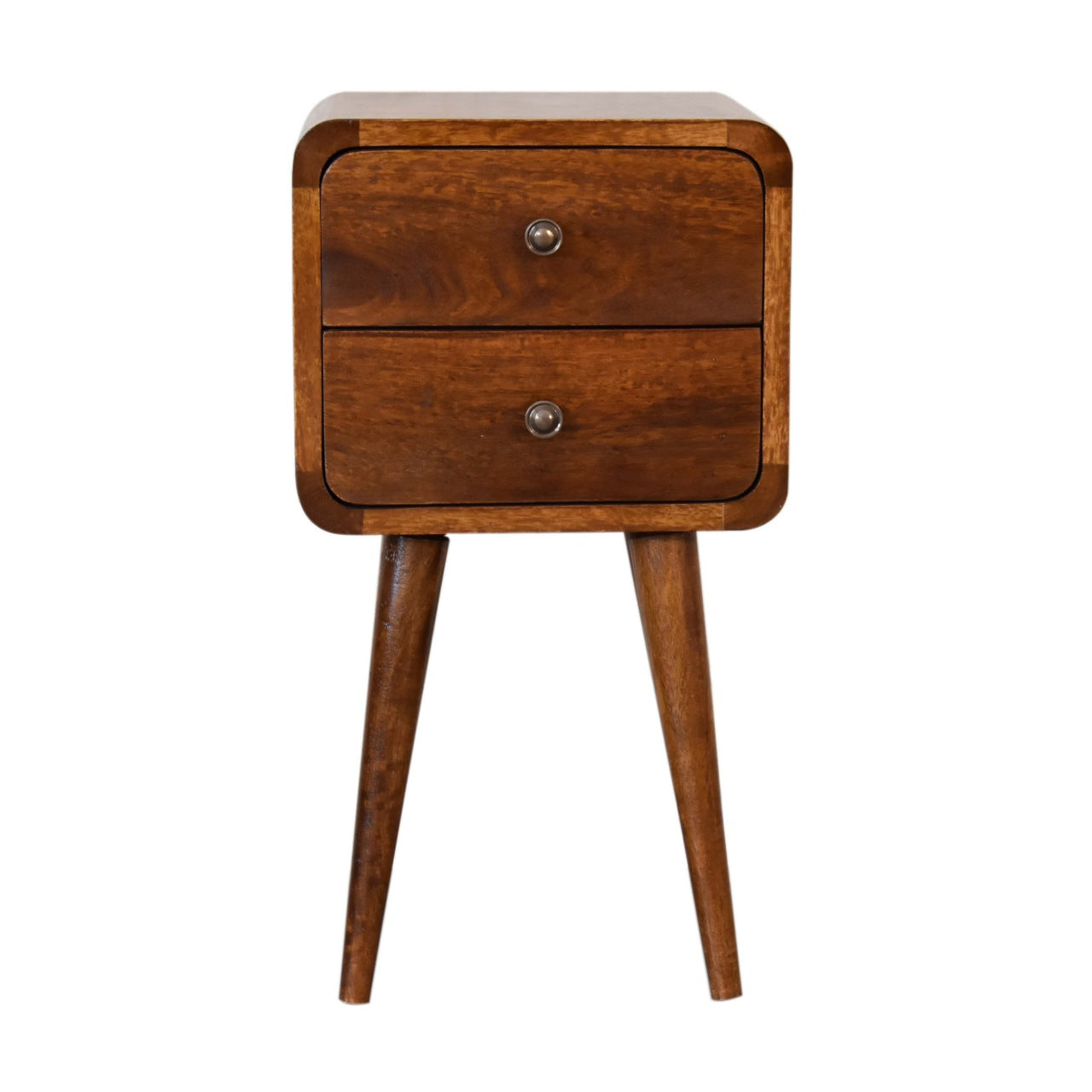 Curved Mini Chestnut Bedside Table