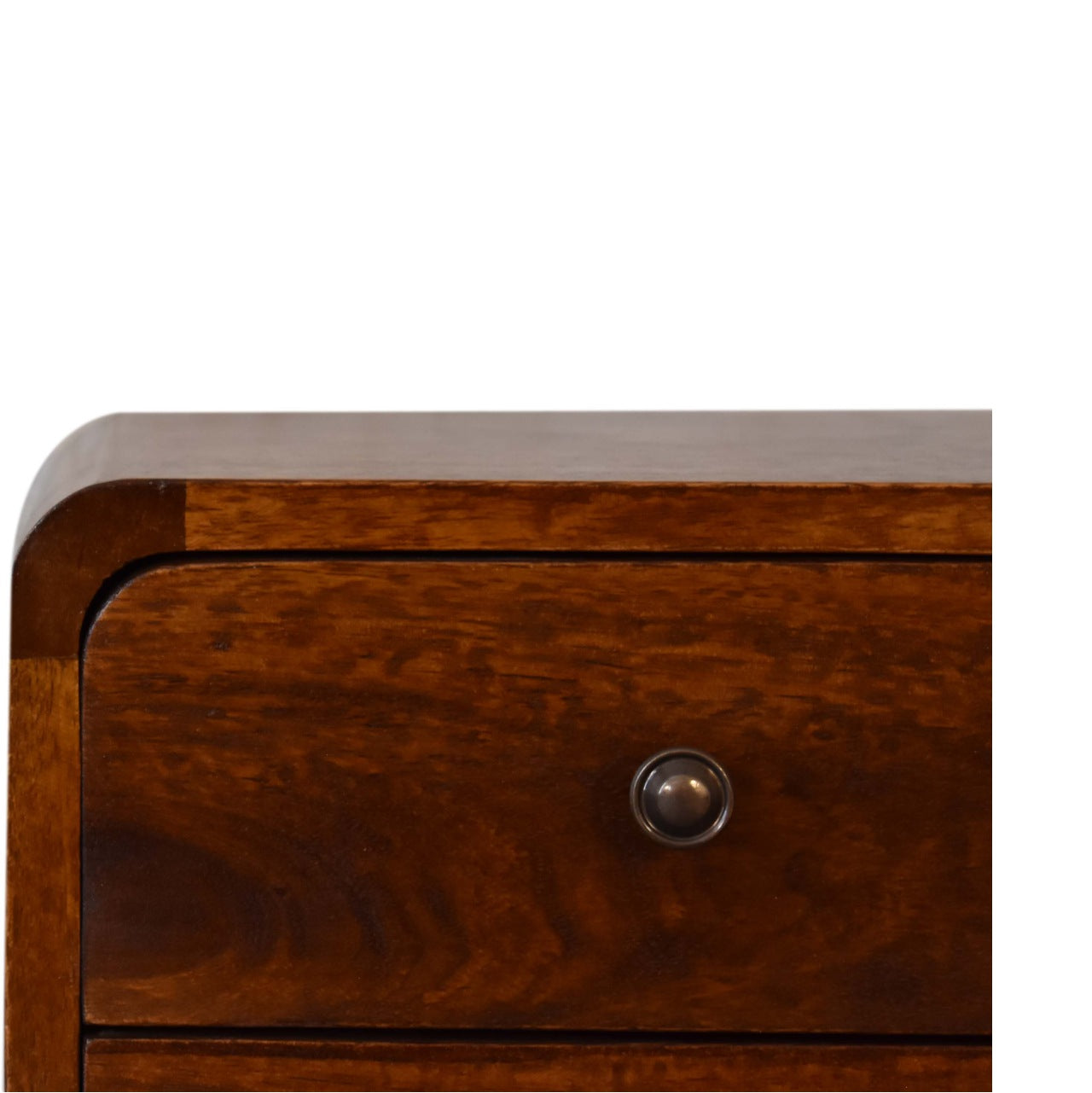 Curved Mini Chestnut Bedside Table