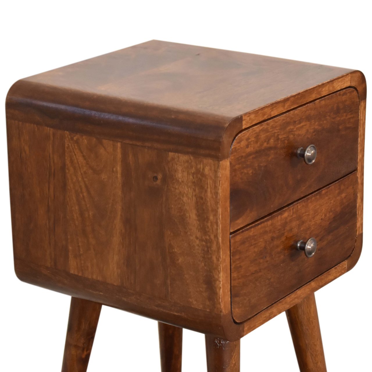 Curved Mini Chestnut Bedside Table