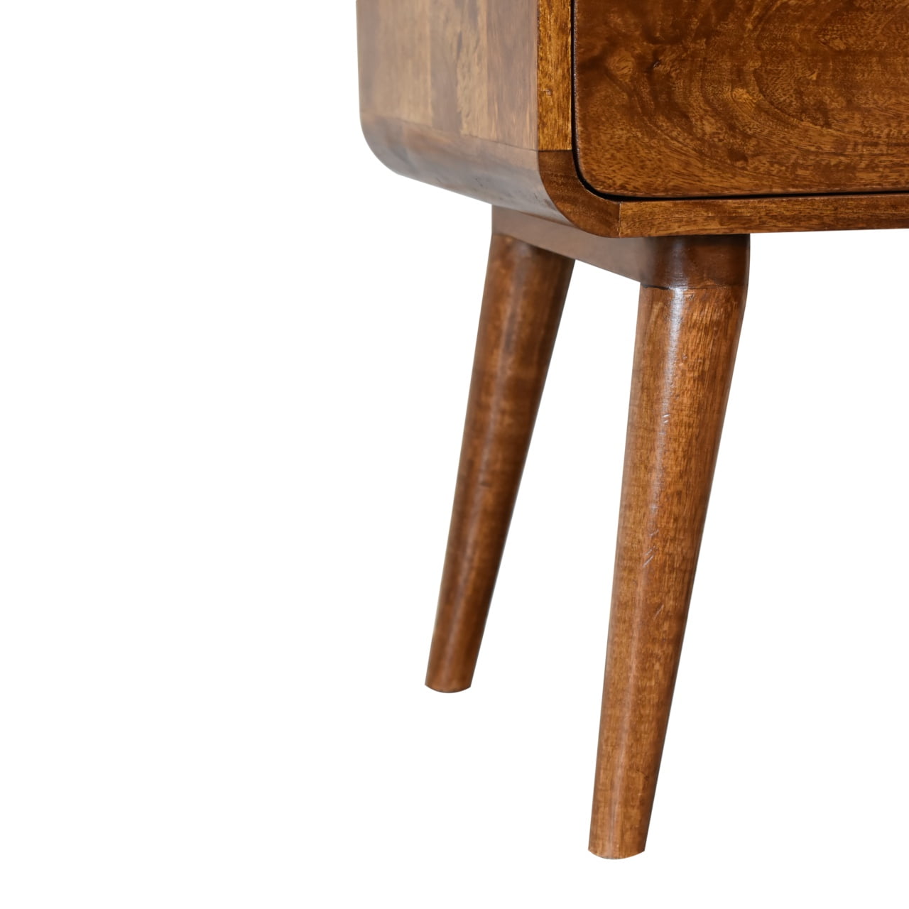 Curved Chestnut Bedside Table