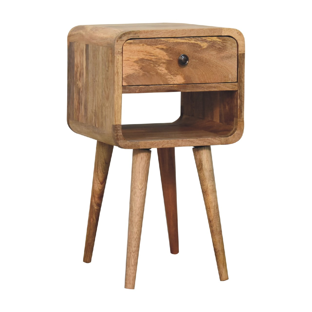 Curved Mini Oak-ish Lower Open Bedside Table
