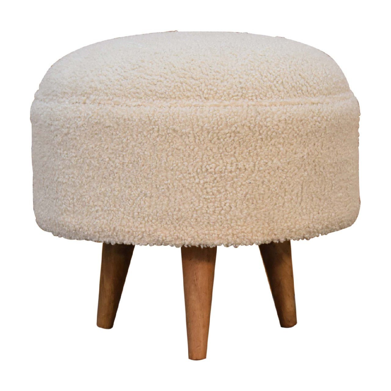 Cream Bouclé Rounded Footstool