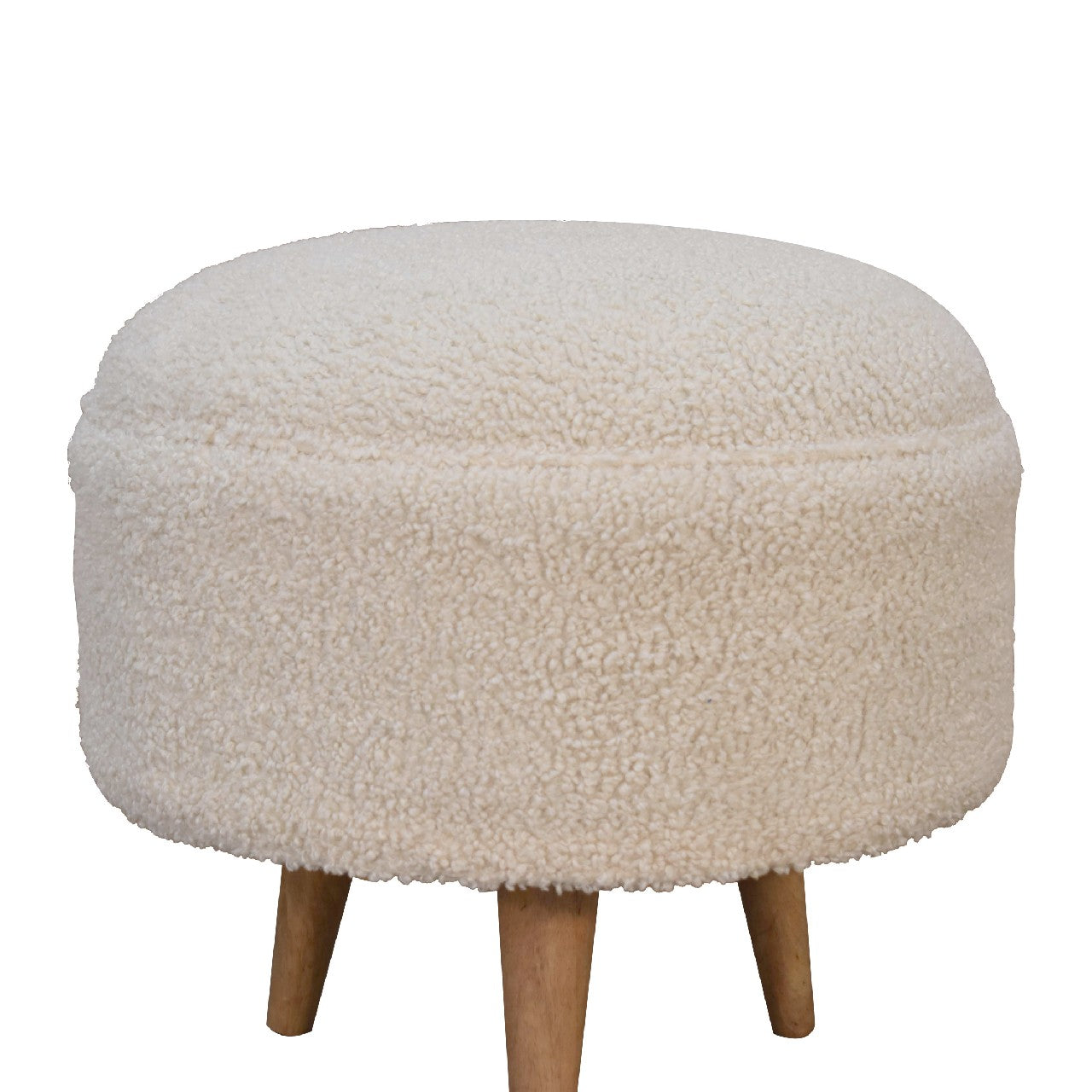 Cream Bouclé Rounded Footstool